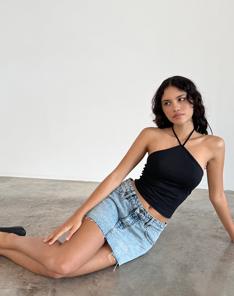 Bild von Layti Hlaterneck Basic Top in Schwarz