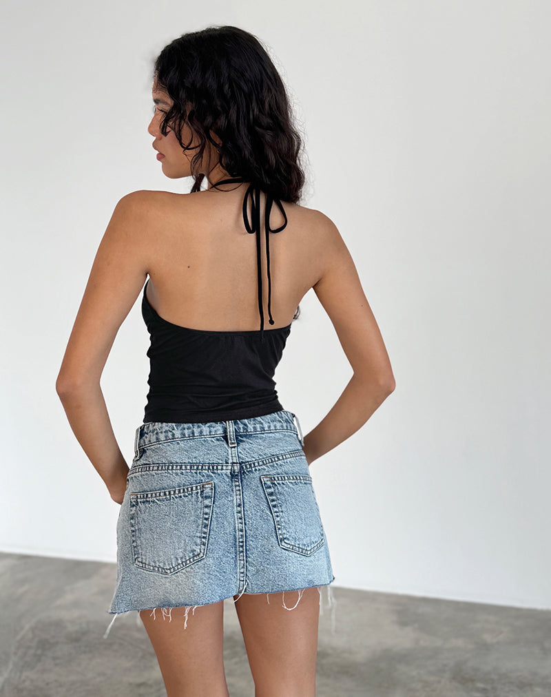 Bild von Layti Hlaterneck Basic Top in Schwarz