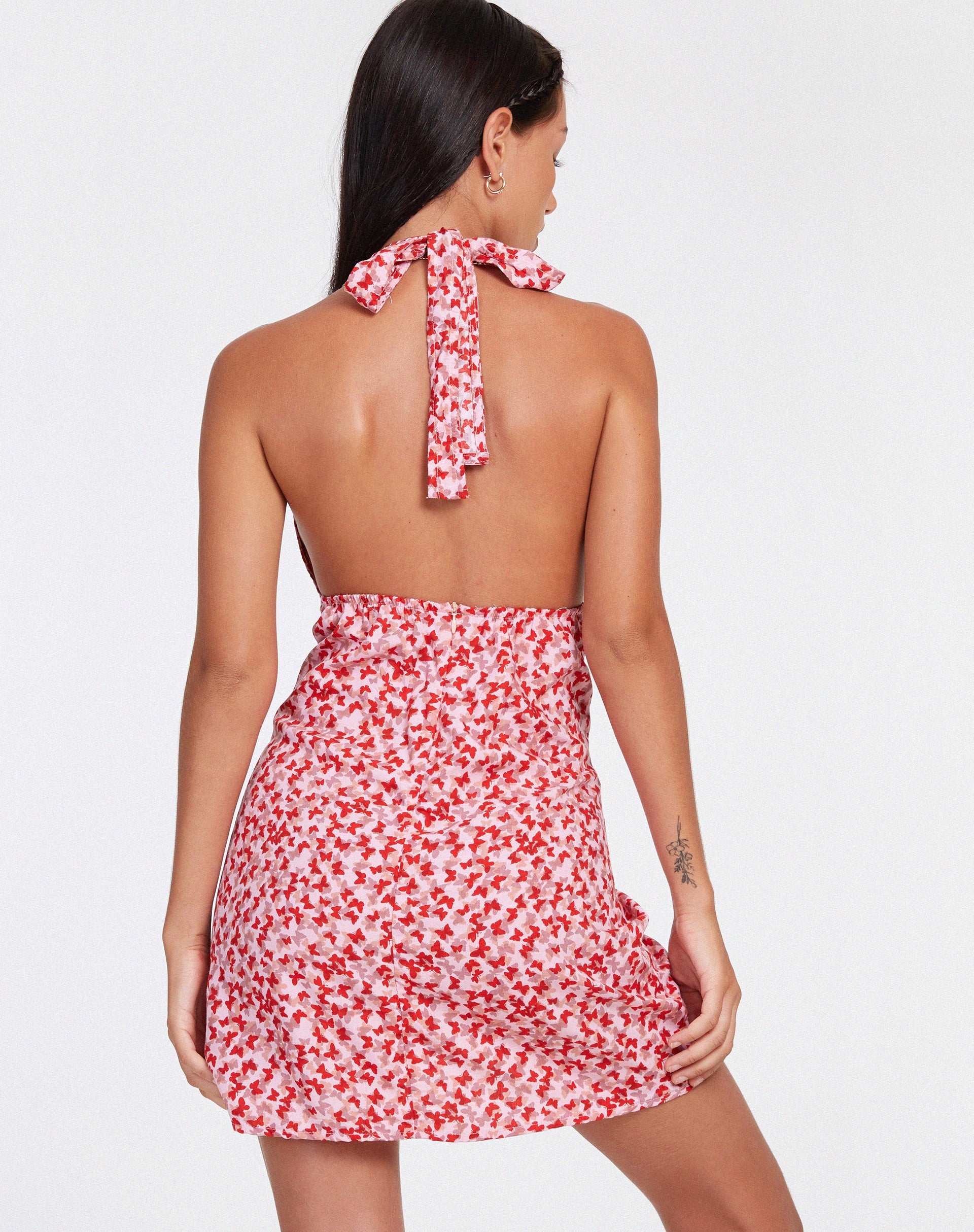 Abbildung von Leana Mini Dress in Ditsy Butterfly Pfirsich und Rot