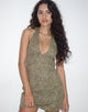 Image of Leana Mini-Halstuchkleid mit Krokoprägung in Tan