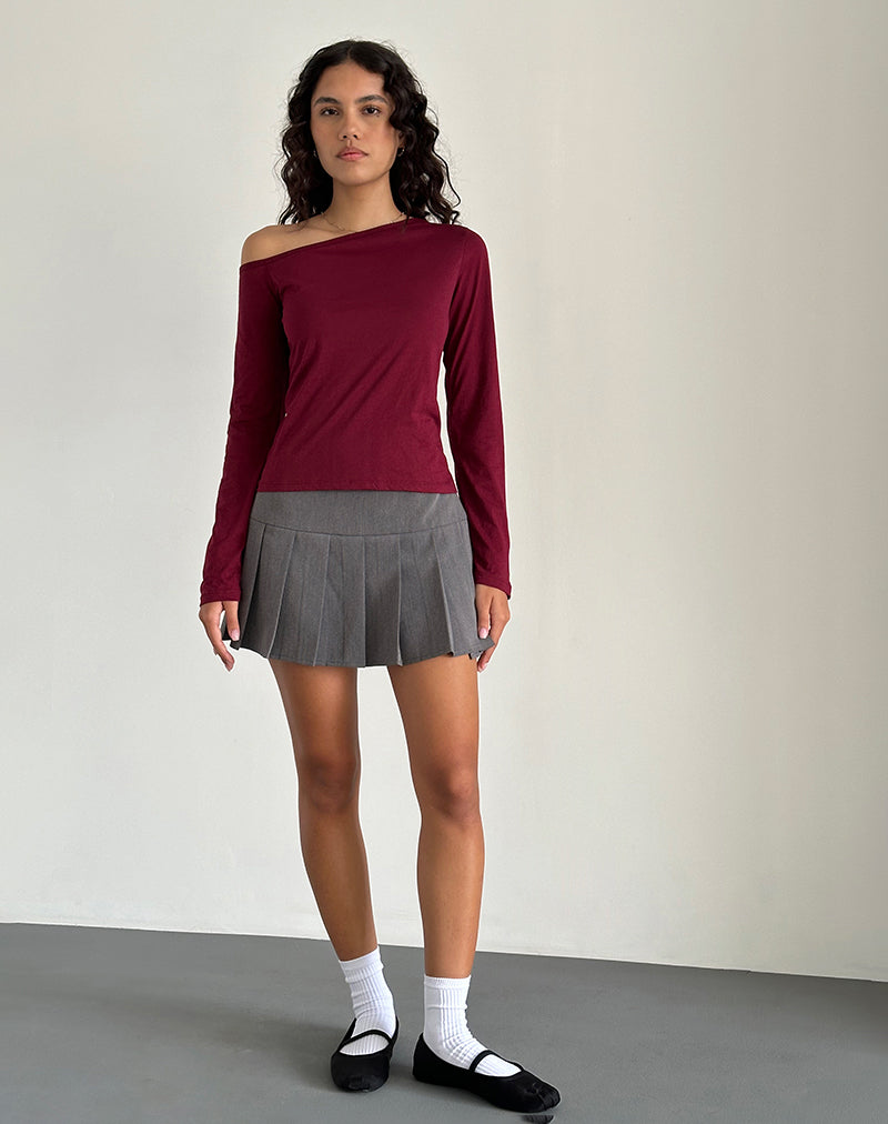 Bild von Ledez Asymmetrisches Schlabber-Top in Burgund Tissue
