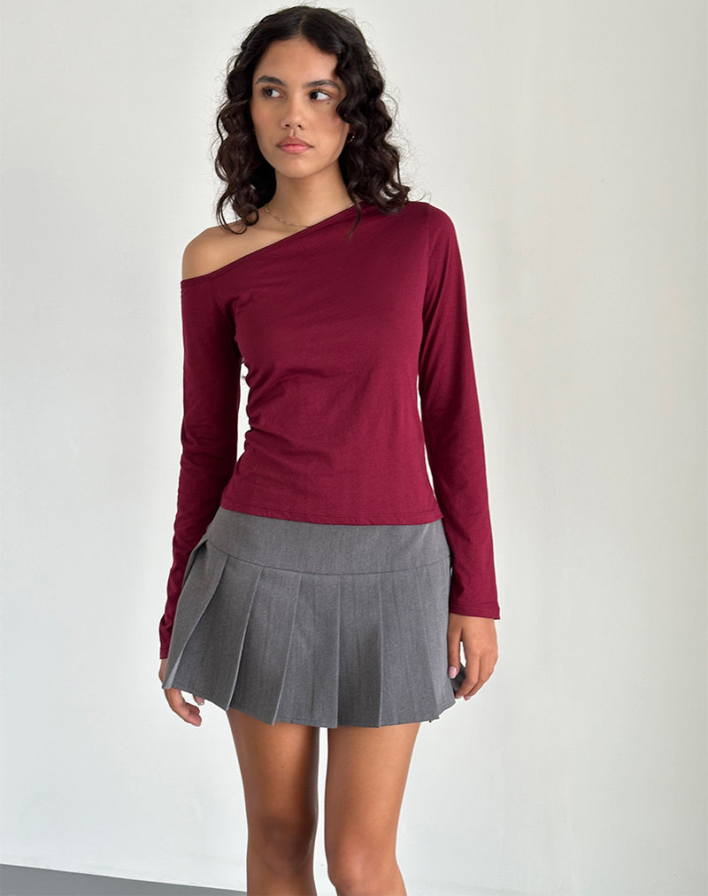 Bild von Ledez Asymmetrisches Schlabber-Top in Burgund Tissue