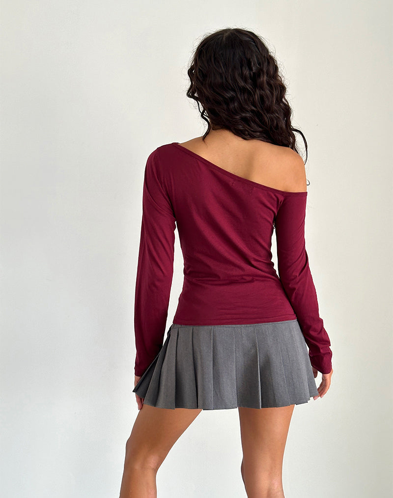 Bild von Ledez Asymmetrisches Schlabber-Top in Burgund Tissue