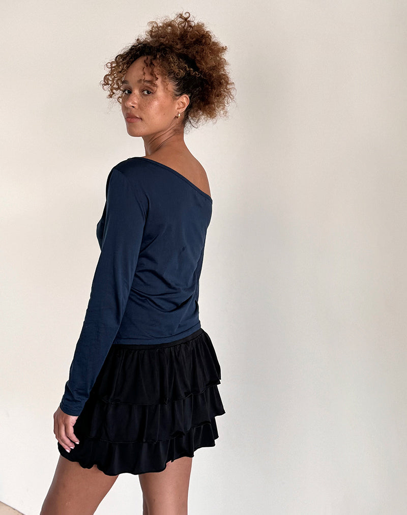 Bild von Ledez Asym Slouchy Top in Navy Tissue