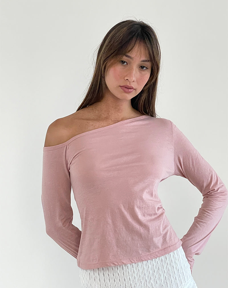 Bild von Ledez Asymmetrisches Slouchy Top in Pink Lady Tissue