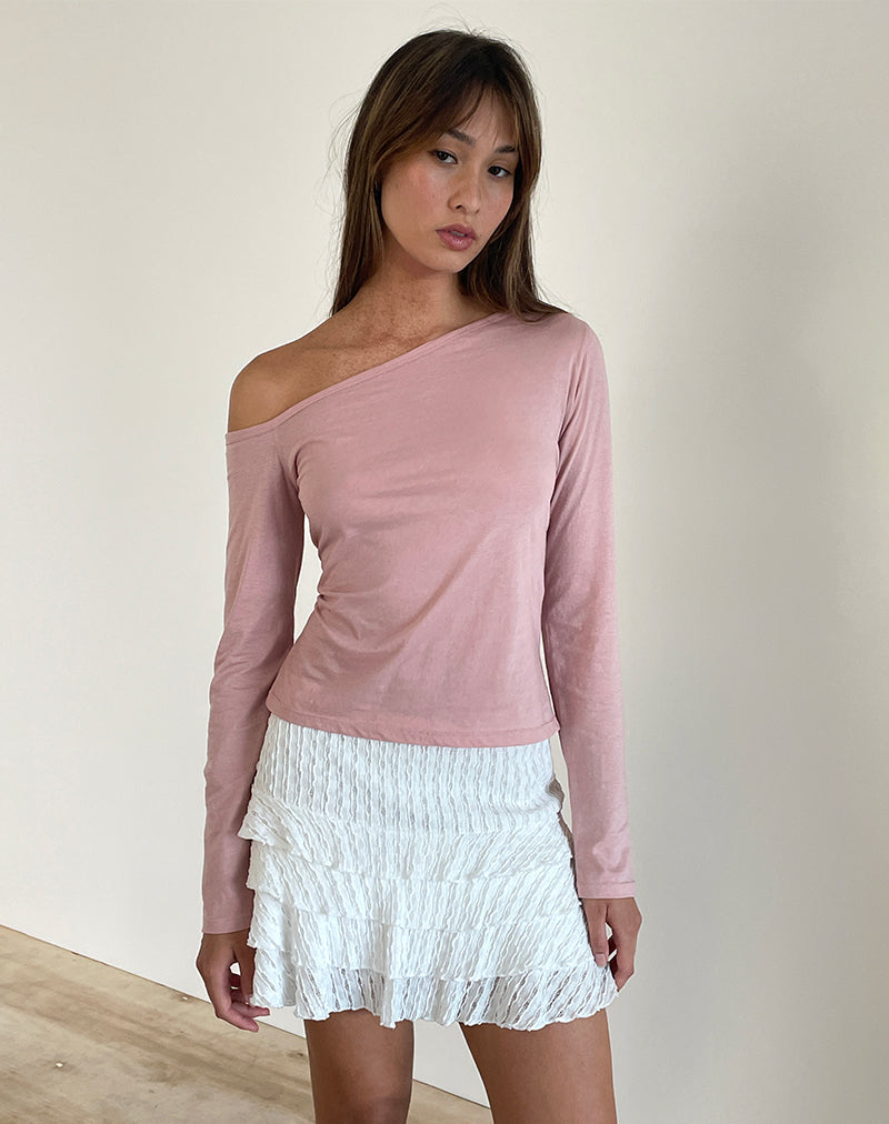 Bild von Ledez Asymmetrisches Slouchy Top in Pink Lady Tissue