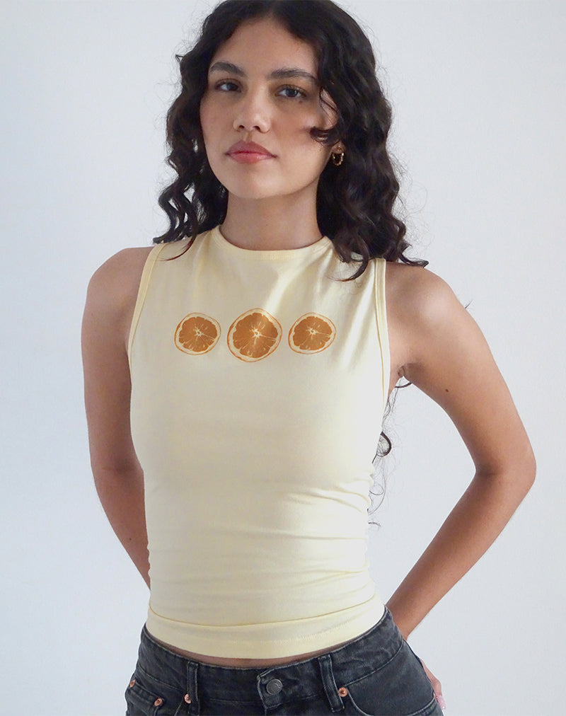 Leen Tank Top in Buttermilch-Orangen