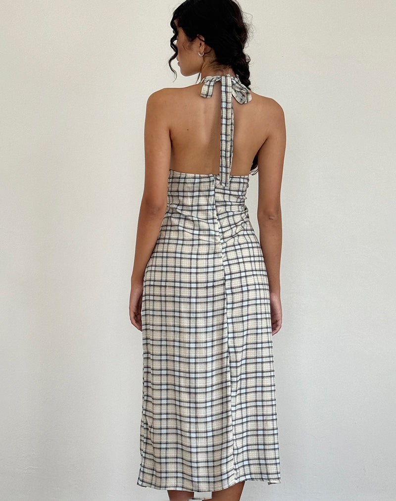 Image of Lenata Midikleid mit Rollkragen in Pastellblau Tartan