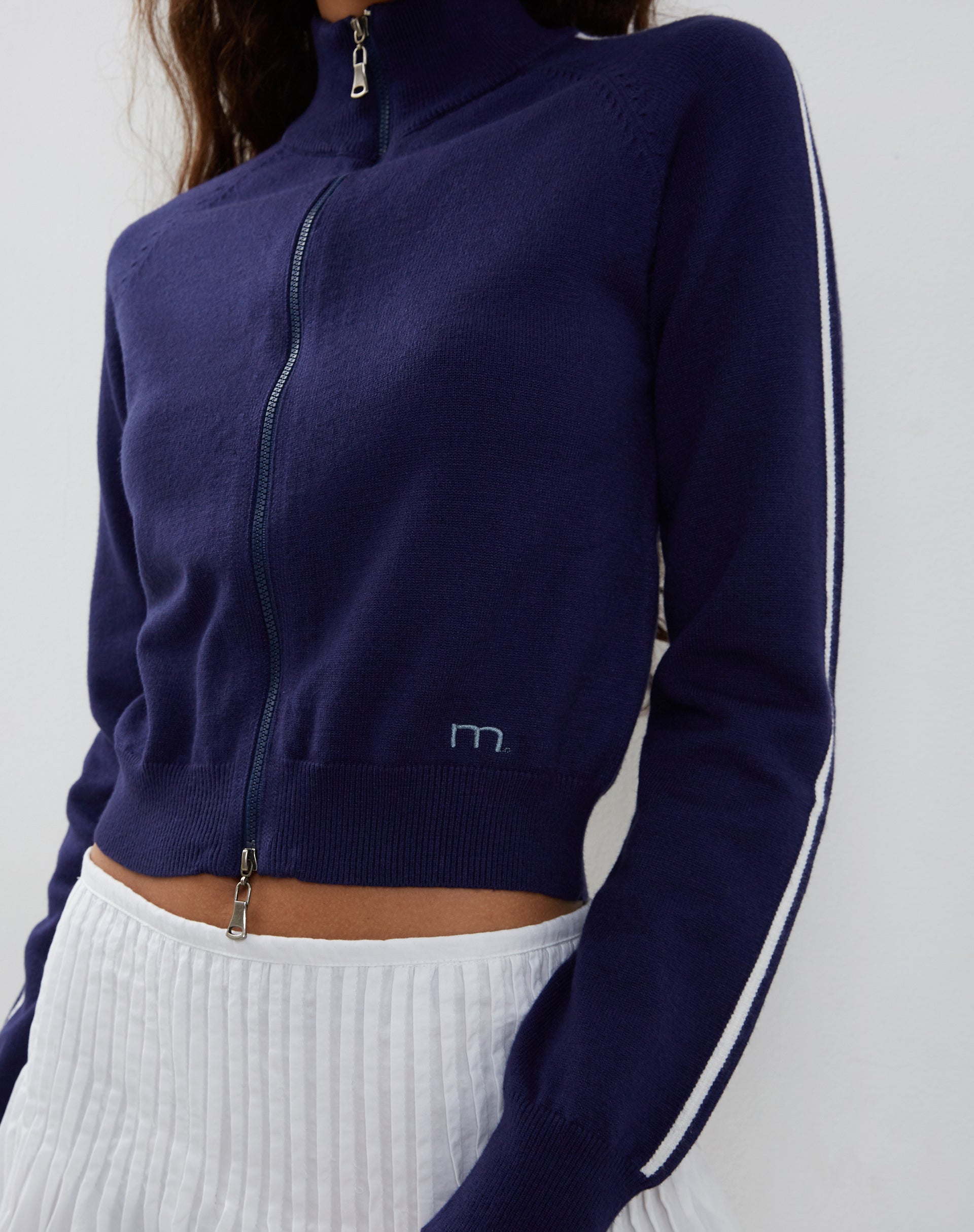 Image of Lennon Strickjacke in Marineblau mit weißen Streifen