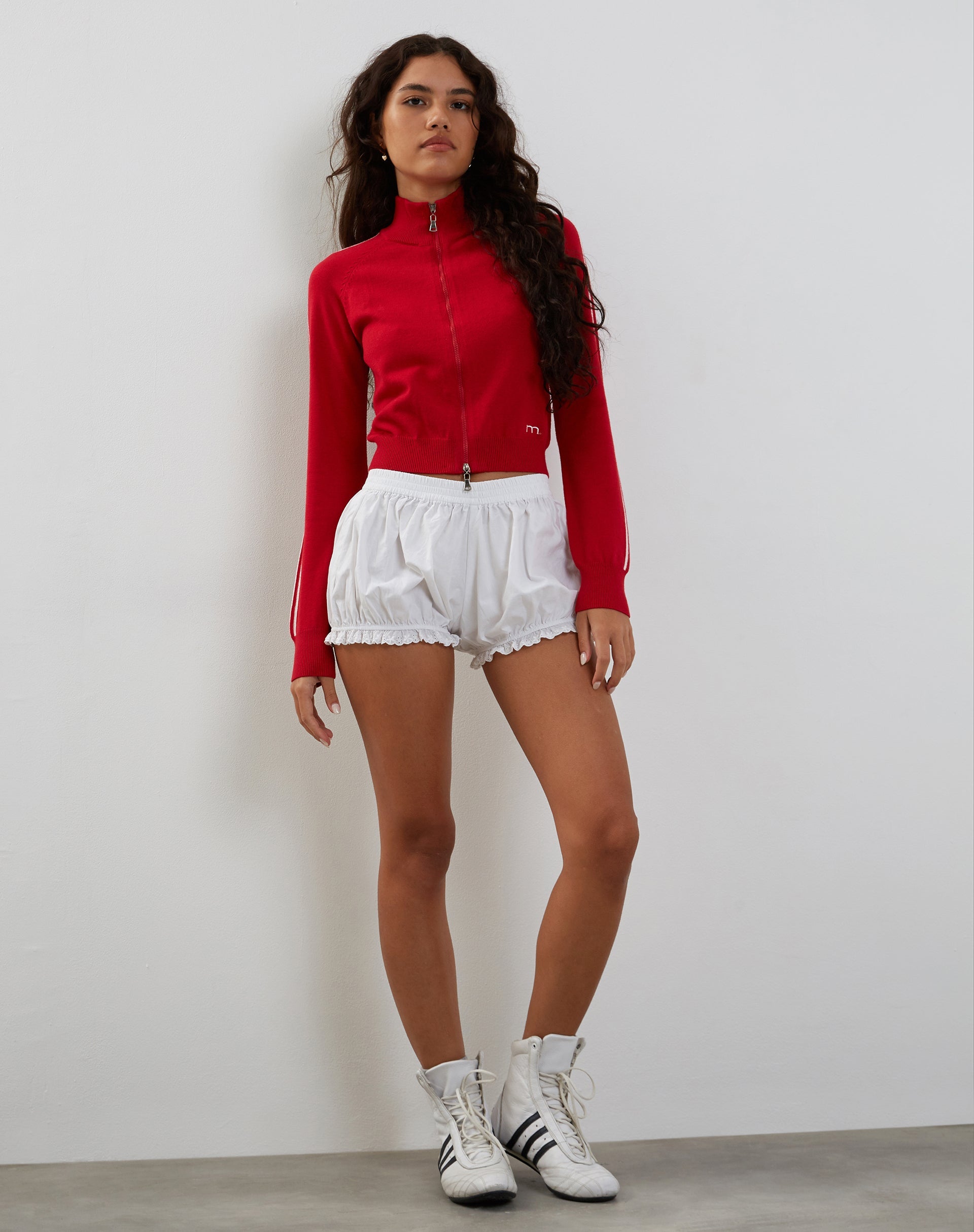Image of Lennon Zip Up Jacke in Rot mit weißen Seitenstreifen