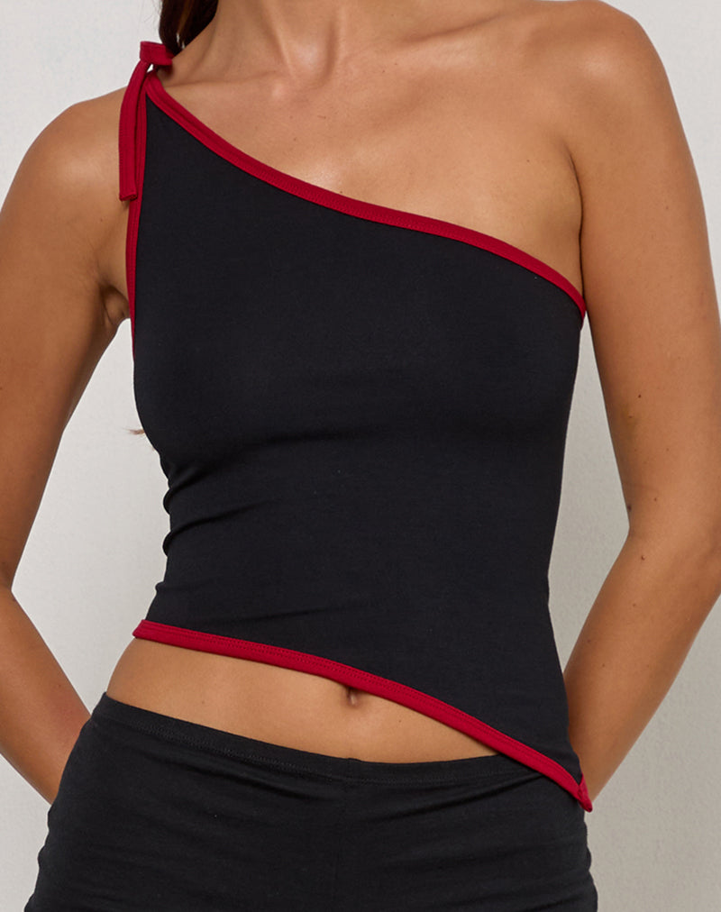 Image of Lenti Asymmetric Top in Schwarz mit rotem Adrenalin-Band