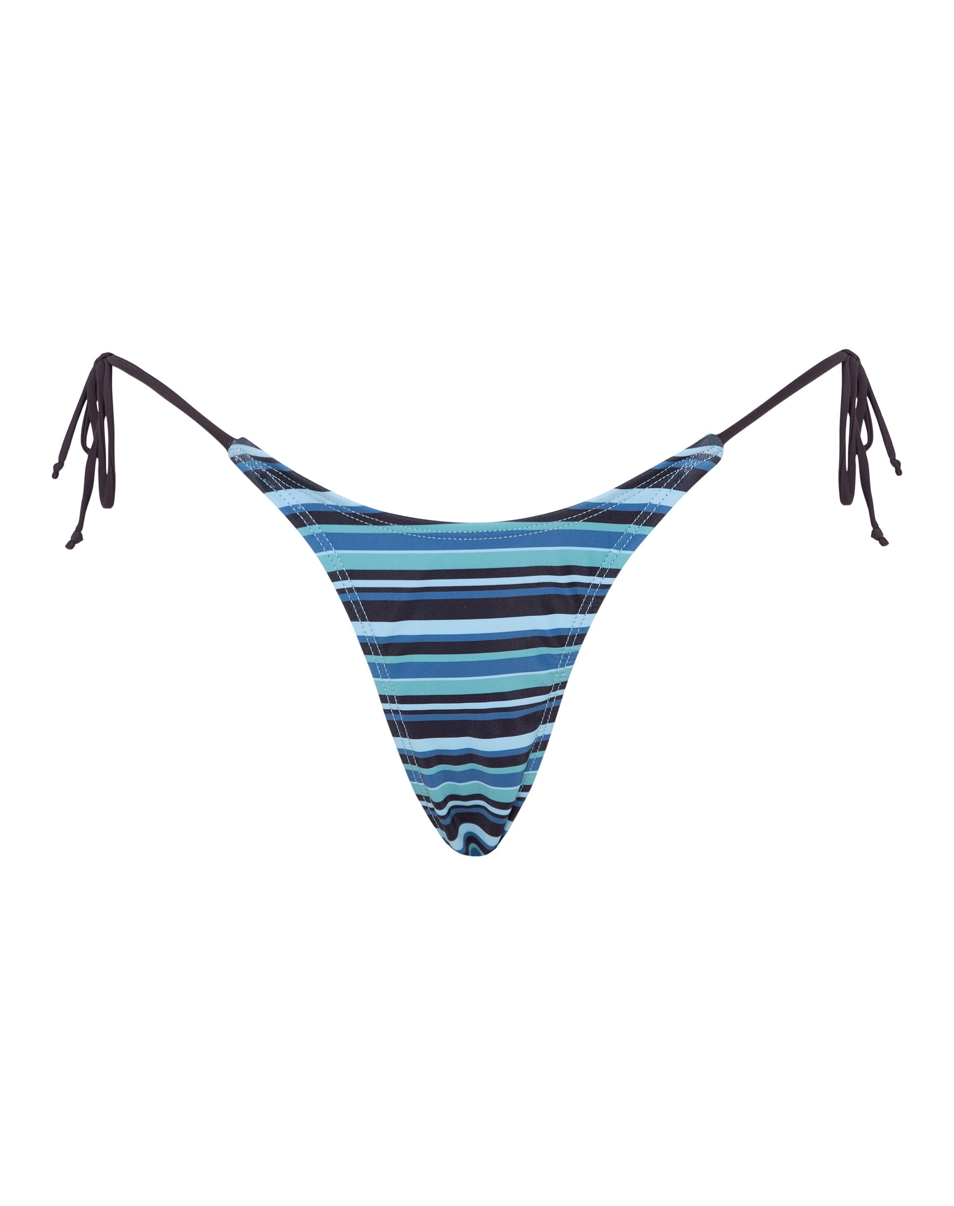 Image of Lentra Bikiniunterteil in Blau gestreift mit brauner Krawatte