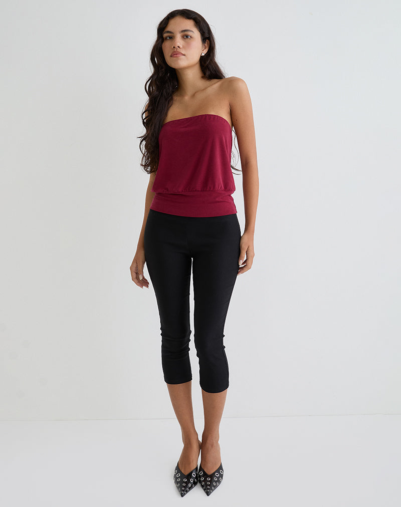 Leocadia Bandeau-Top aus Cupro Dunkelrot