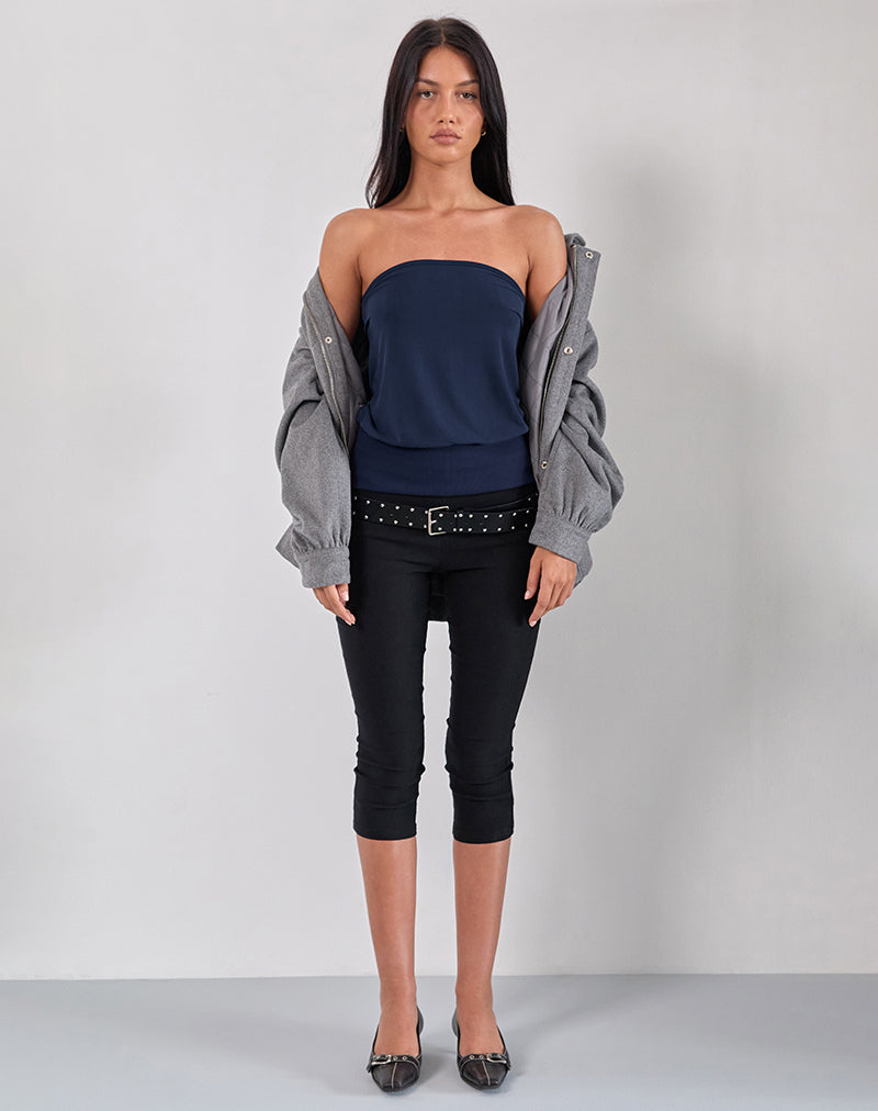 Bild von Leocadia Long Bandeau Top In Cupro Navy