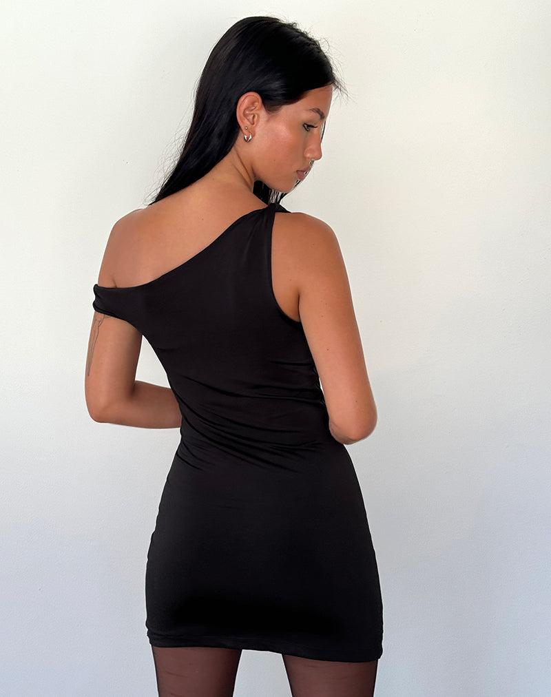 Image of Leona Minikleid mit gedrehten Ärmeln in Schwarz