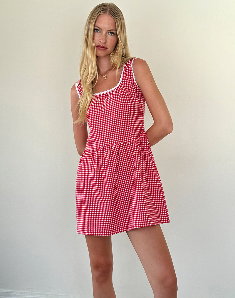 Leshi Minikleid aus roter Gingham