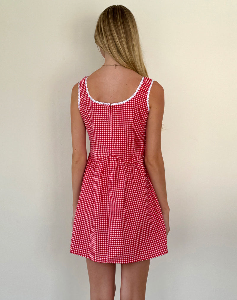 Image of Leshi Minikleid aus rotem Gingham