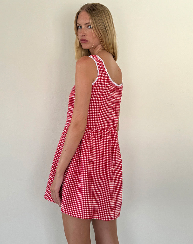 Leshi Minikleid aus roter Gingham