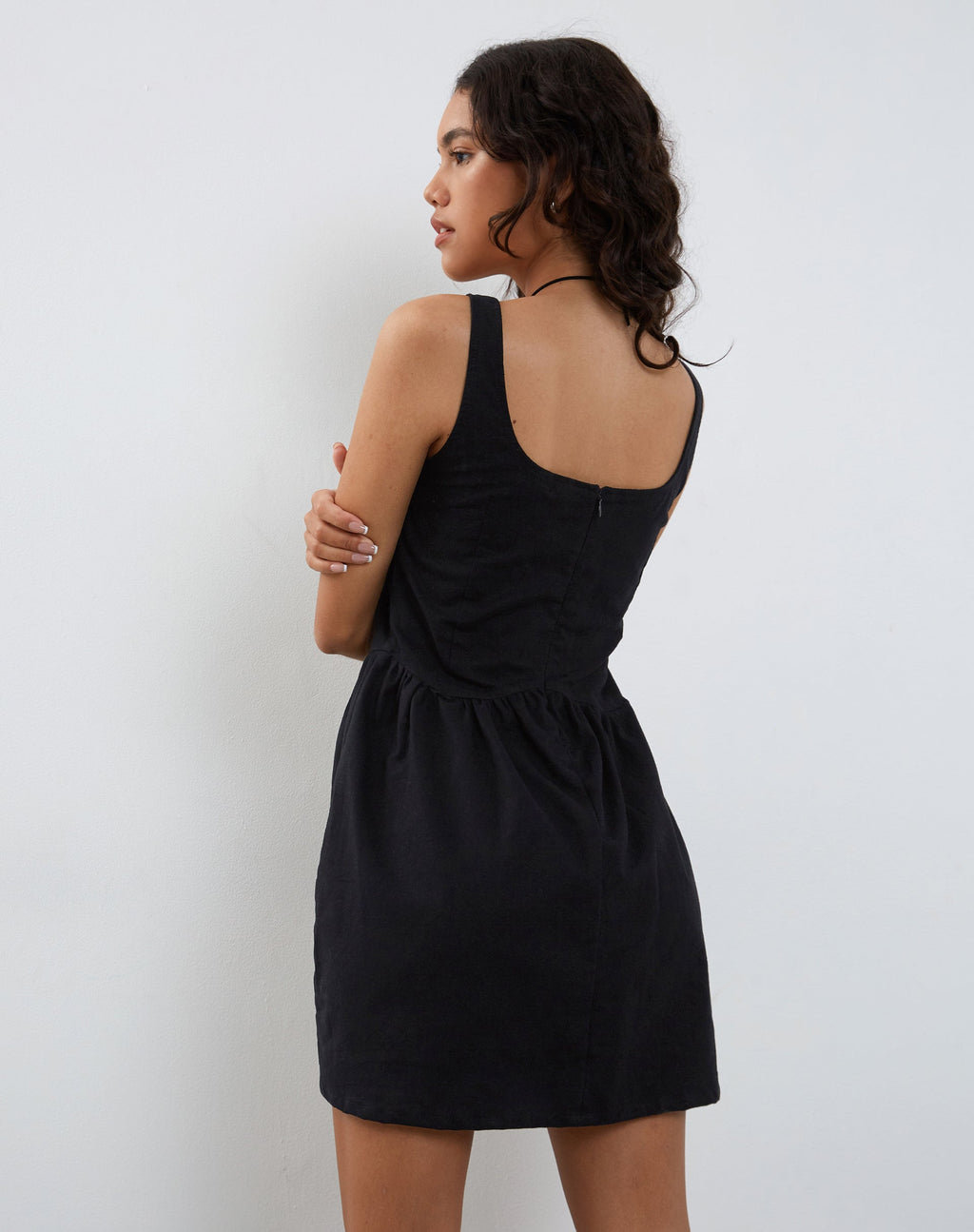 Leshiel Minikleid aus schwarzer Popeline