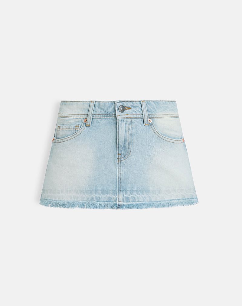 Bild von Low Rise Denim Mini Rock in Icy Blue