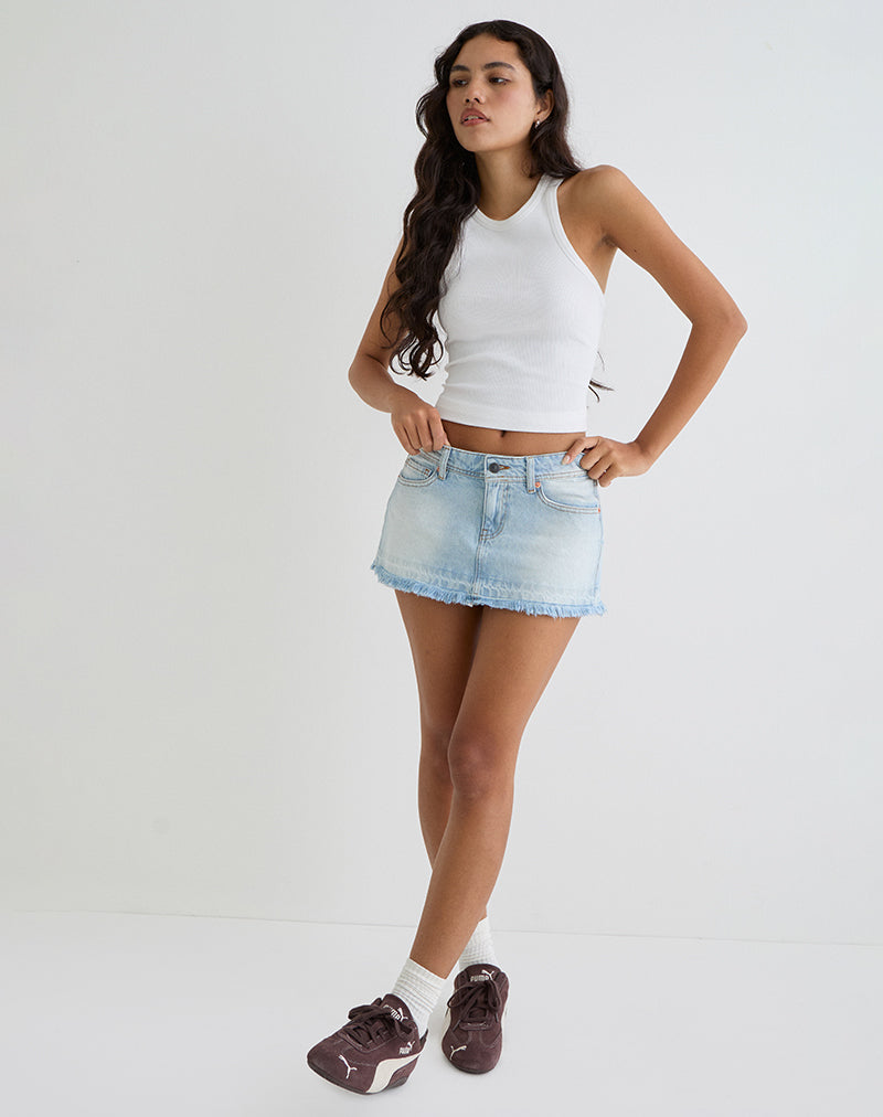 Bild von Low Rise Denim Mini Rock in Icy Blue