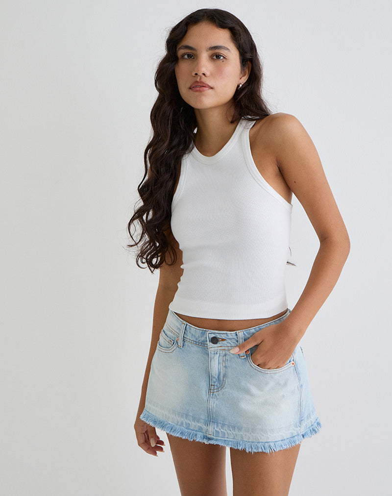 Bild von Low Rise Denim Mini Rock in Icy Blue
