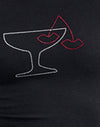 Schwarz mit Cocktailglas-Hotfix