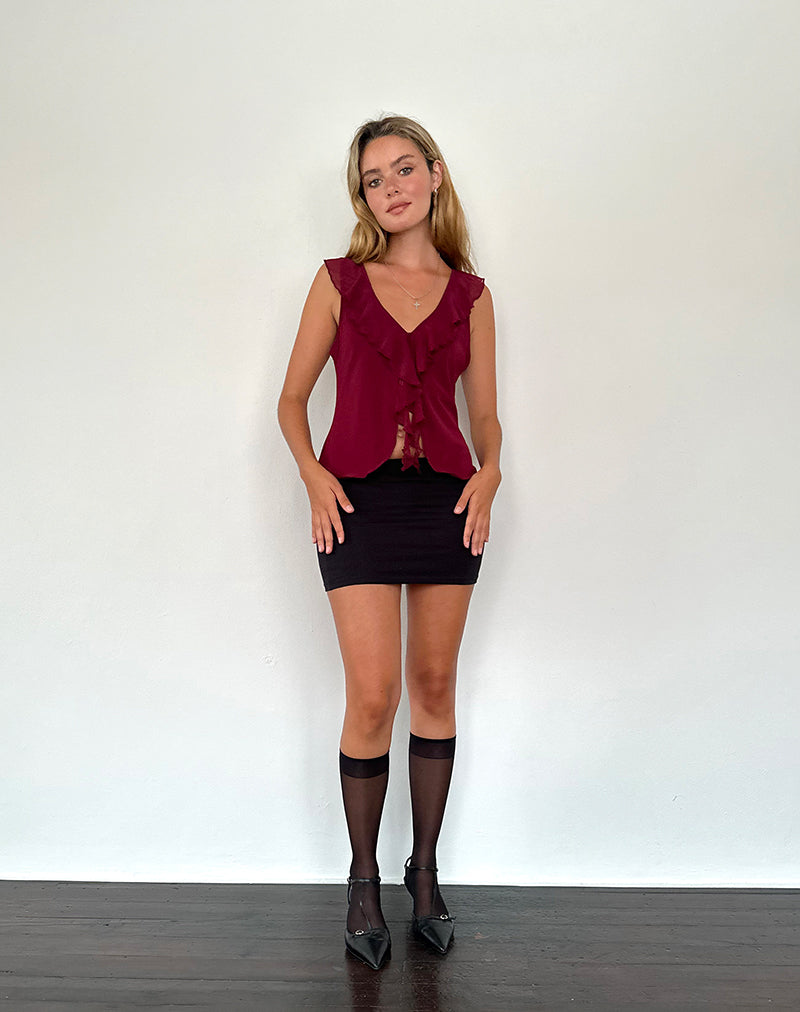 Bild von Leviosa Butterfly Top in tiefem Burgunderrot