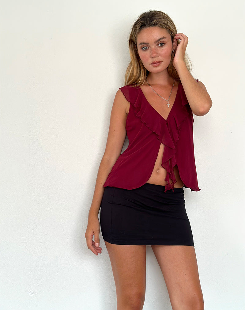 Bild von Leviosa Butterfly Top in tiefem Burgunderrot