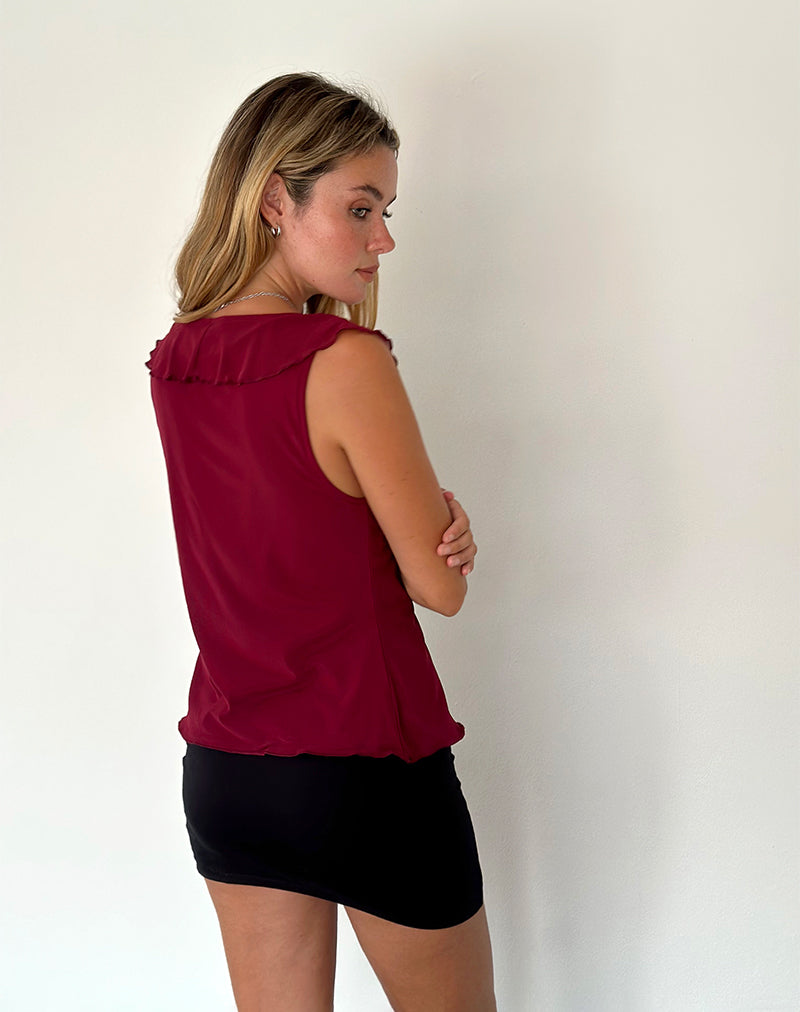 Bild von Leviosa Butterfly Top in tiefem Burgunderrot