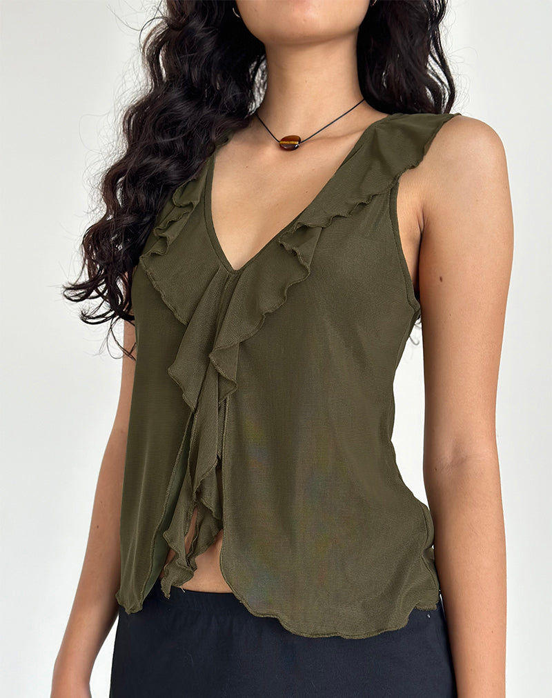 Bild von Leviosa Butterfly Top In Mesh Moss Green