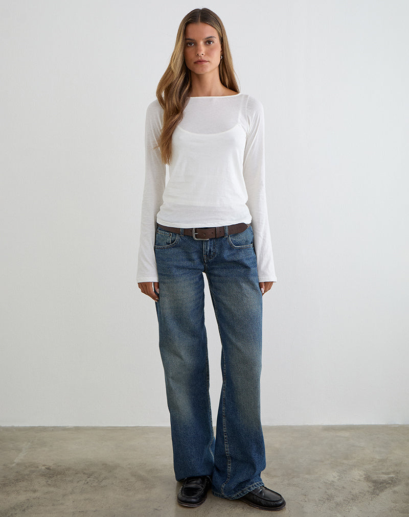 Bild von Levon Langarm-Oberteil aus Jersey in Off-White