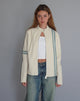 Image of Lewis Jacke aus cremefarbenem PU mit blauen Streifen