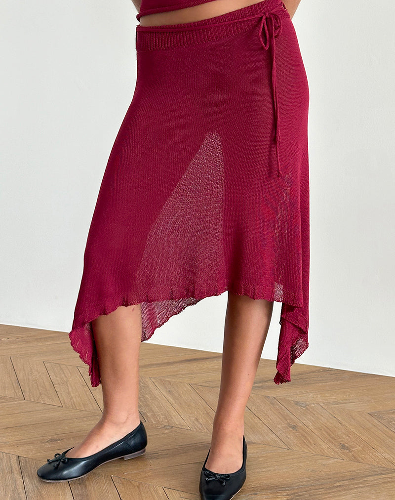 Bild von Leysa Midirock aus transparentem Strick in Rot