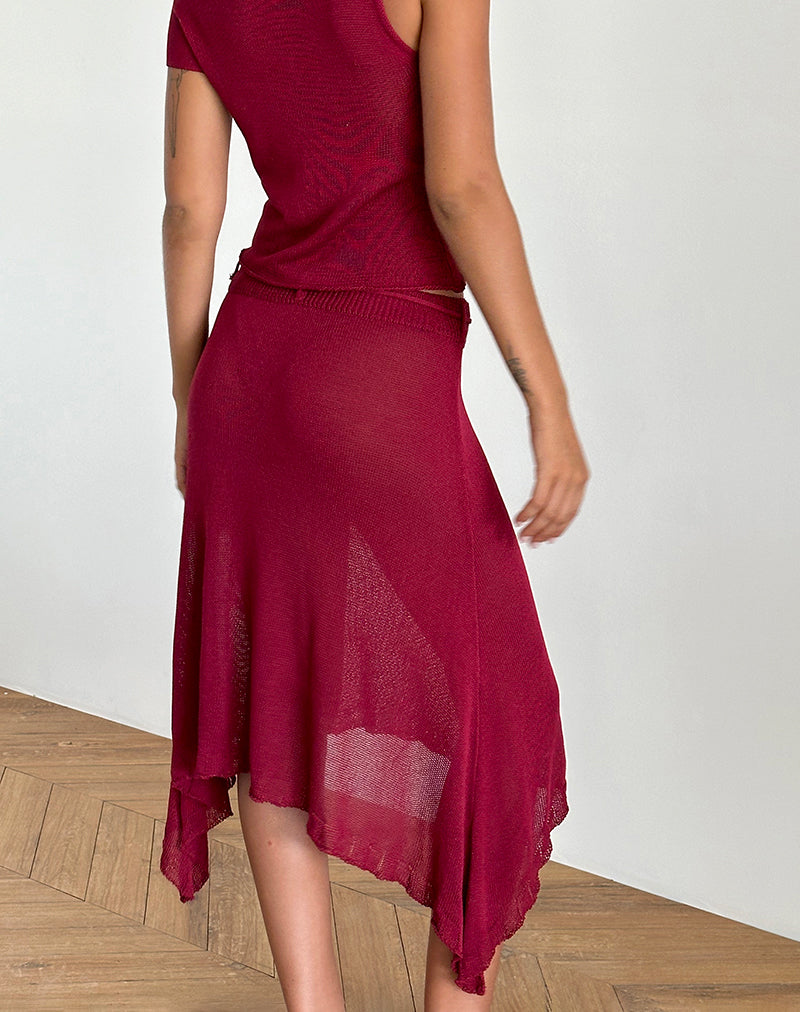 Bild von Leysa Midirock aus transparentem Strick in Rot