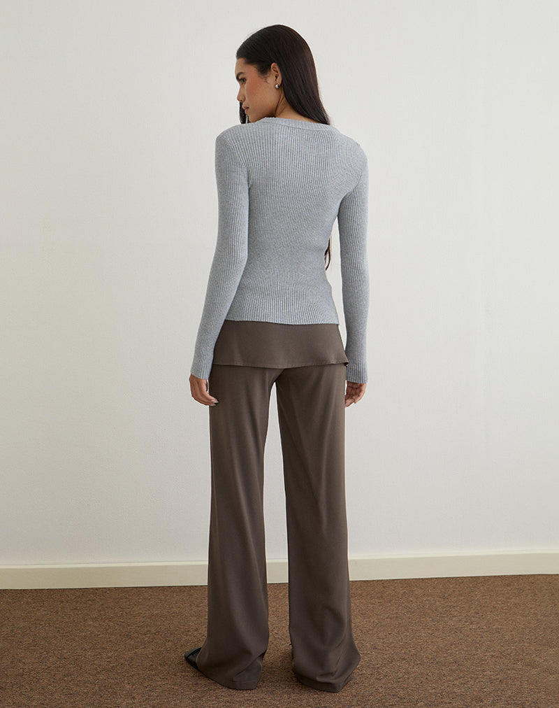Image of Liano Zip-Cardigan aus Rippenstrick Grau