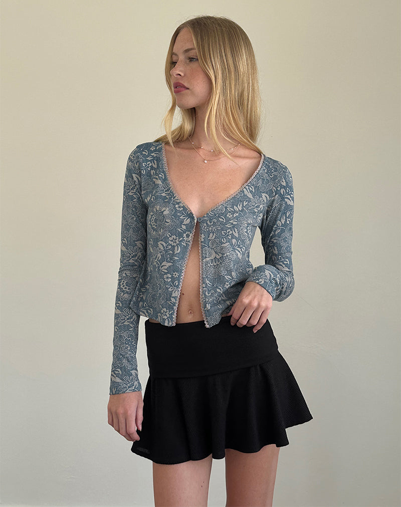 Libby Cardi aus Lycra mit blauem Ornamentdruck