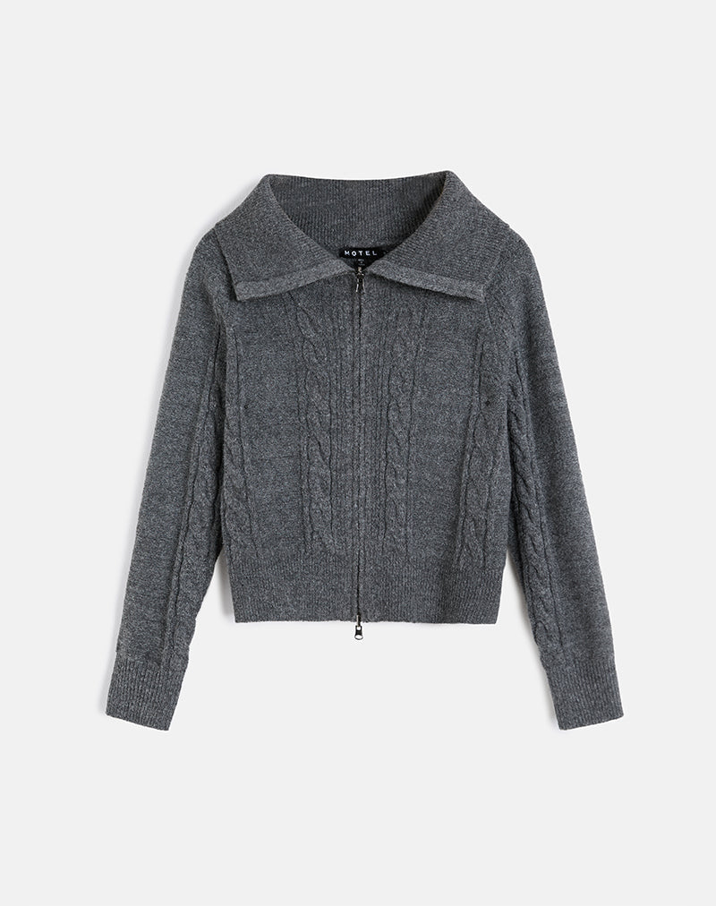 Lilena Zip-Pullover in Knit Dark Shadow