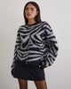 Bild von Liliana Cardigan in Strick Big Zebra Schwarz und Grau