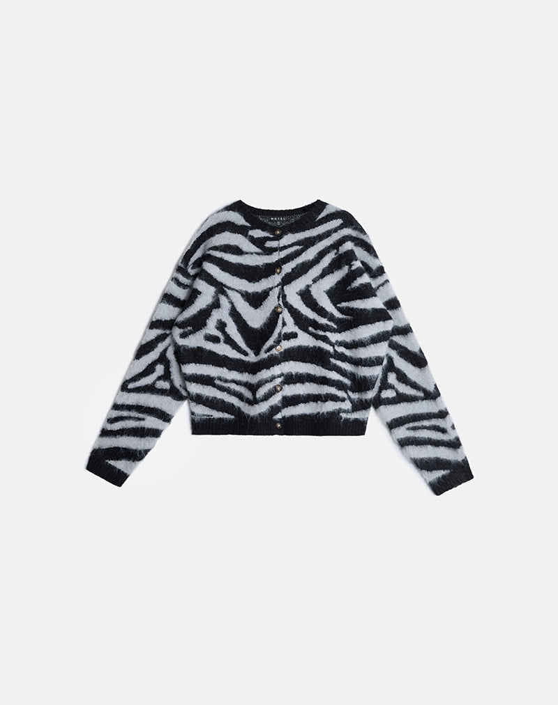 Bild von Liliana Cardigan in Strick Big Zebra Schwarz und Grau
