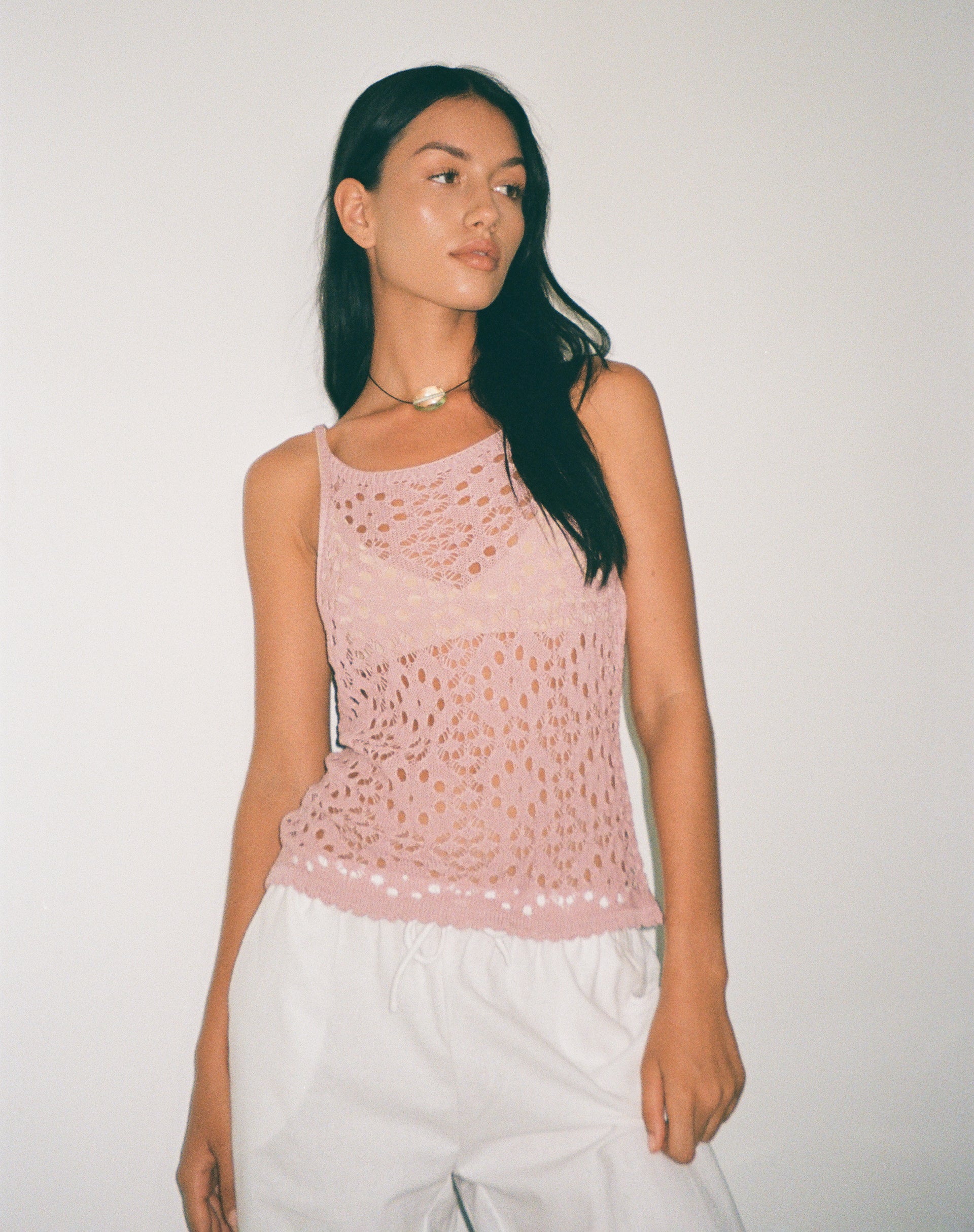 Bild von Limu Crochet Cami Top in Dusty Pink