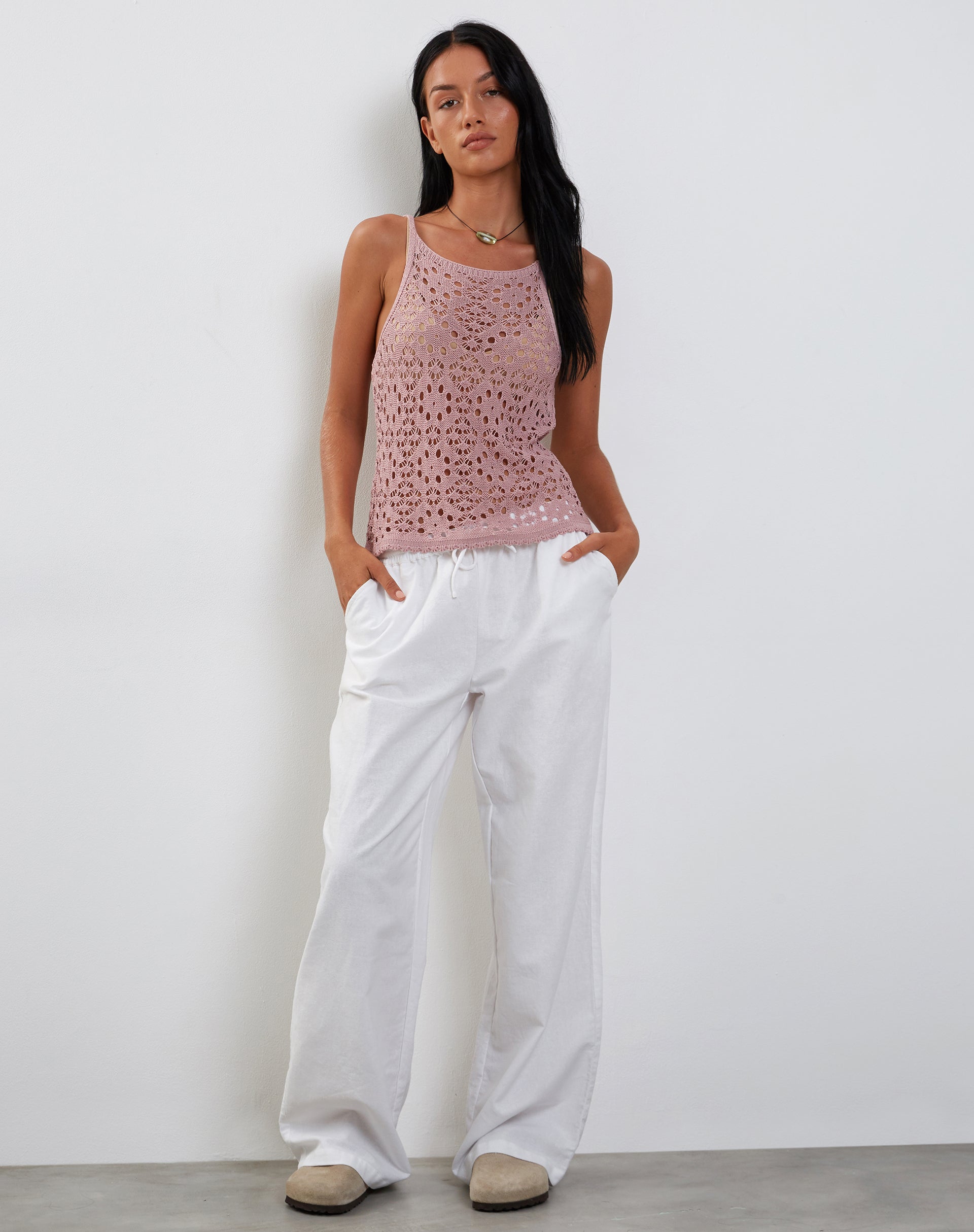 Bild von Limu Crochet Cami Top in Dusty Pink