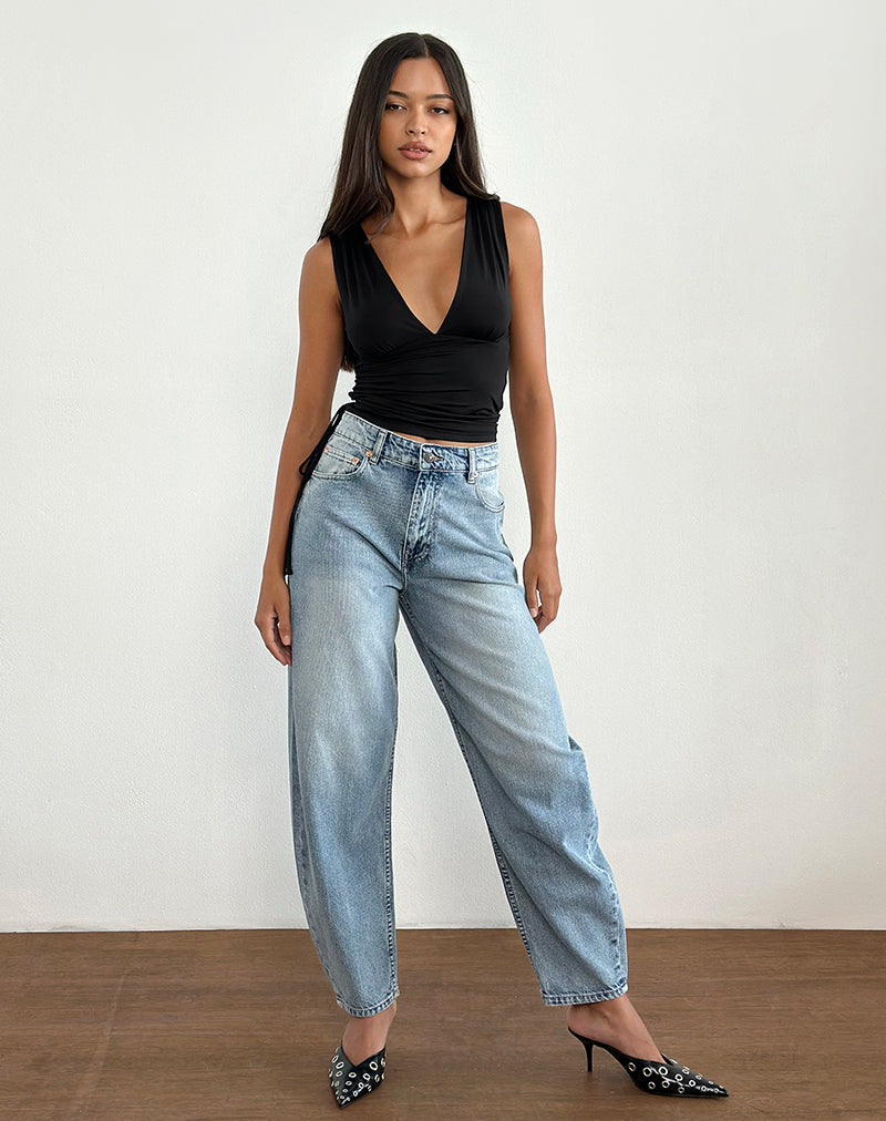 Lindka Plunge Assymetric Top in Slinky Schwarz