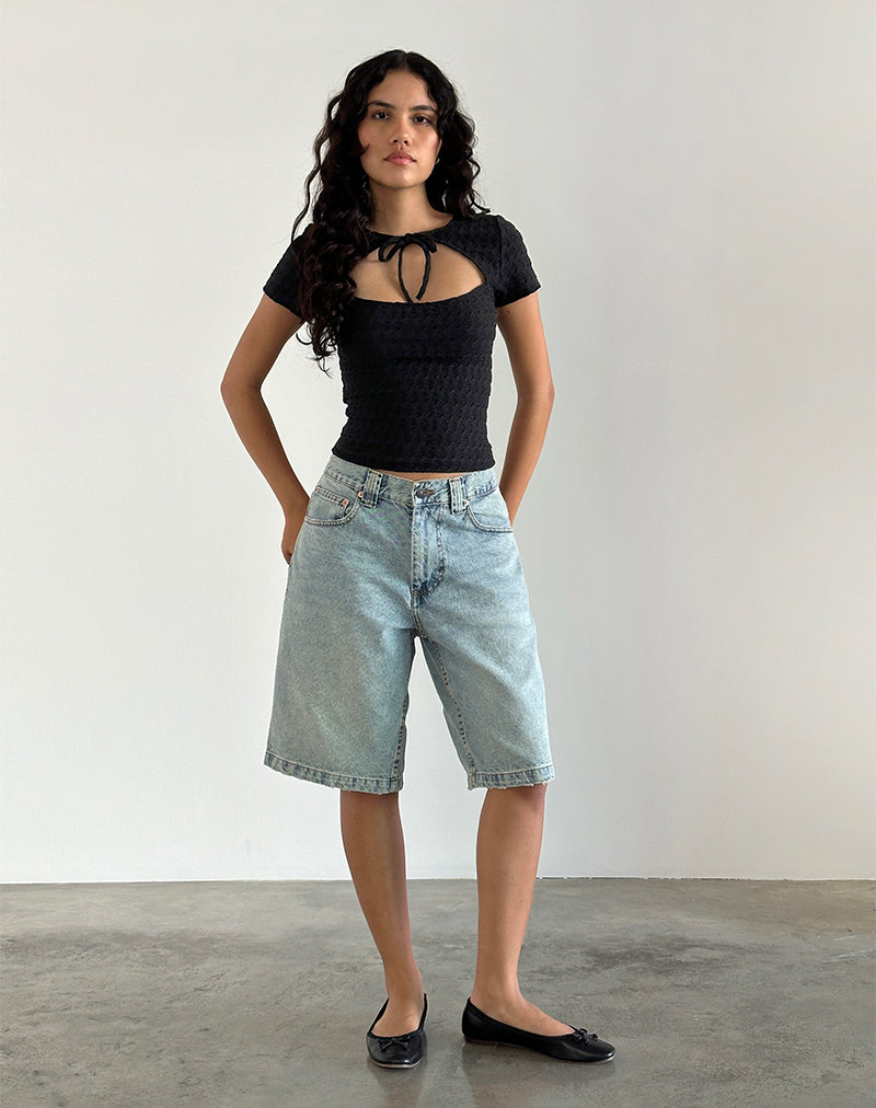 Lindsay Top in Schwarz strukturiert