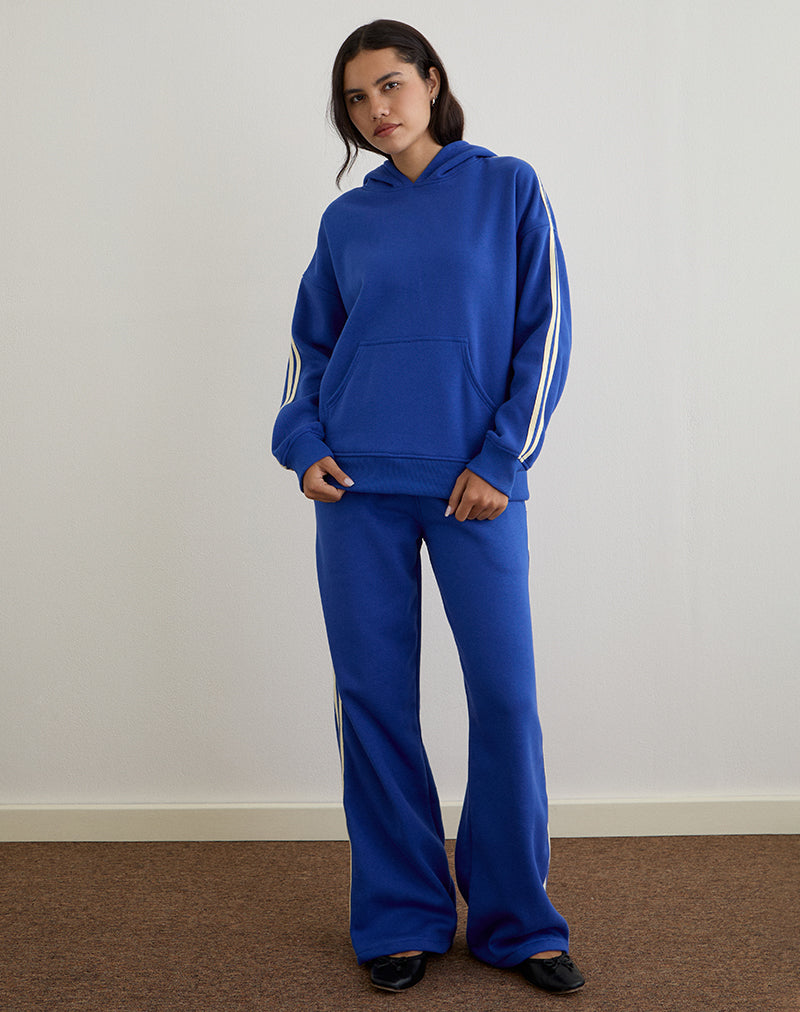 Image of Lingwu Hoodie in Kobaltblau mit Buttermilch-Bindung