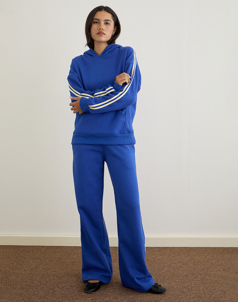 Oze Track Pant in Kobaltblau mit Buttermilch-Bindung