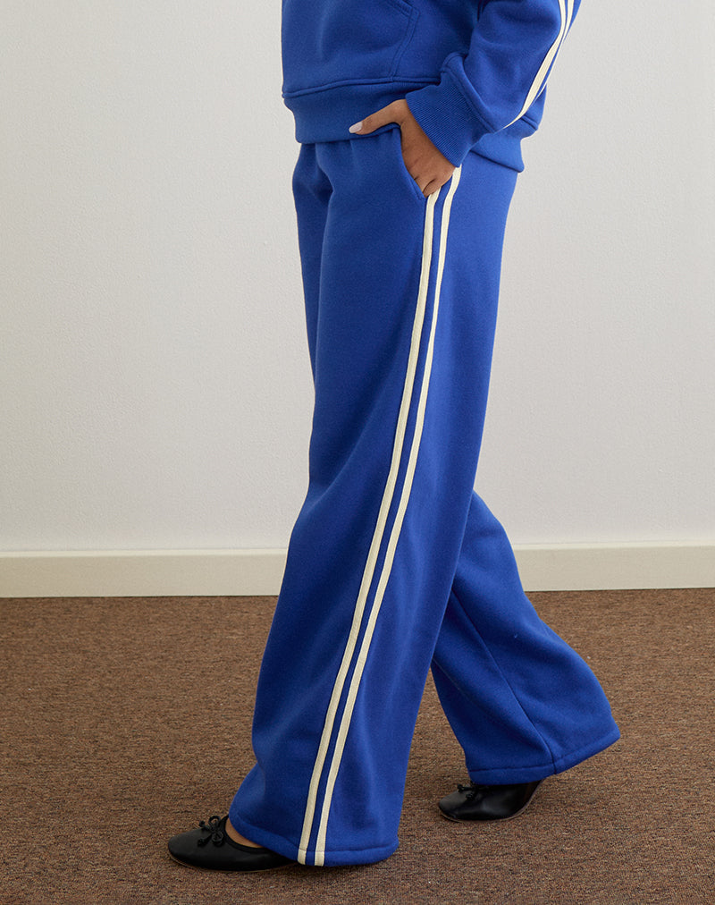 Image of Oze Track Pant in Kobaltblau mit Buttermilch-Bindung