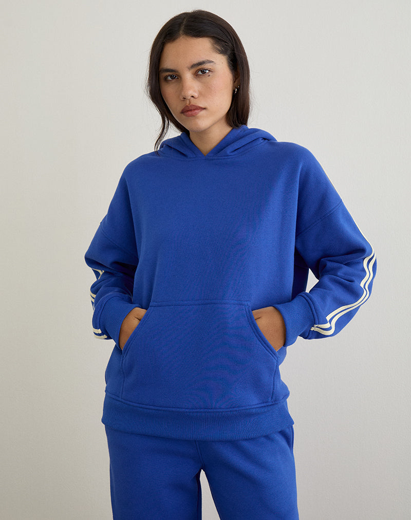 Image of Lingwu Hoodie in Kobaltblau mit Buttermilch-Bindung