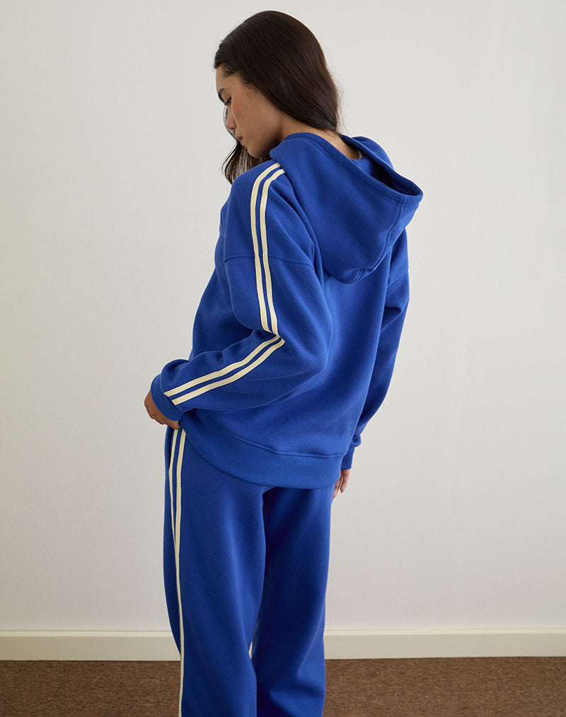 Image of Lingwu Hoodie in Kobaltblau mit Buttermilch-Bindung