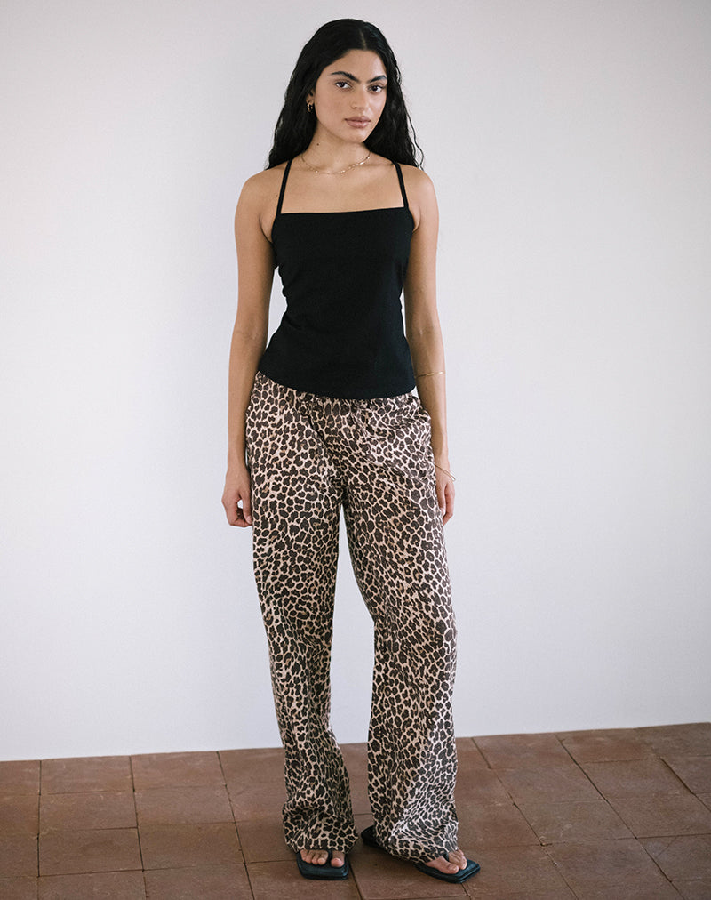Lintang Tie Back Top aus Leinen Schwarz